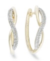 Up your glam factor. YellOra™'s chic spiraling hoop earrings showcase round-cut diamonds front and center (1/3 ct. t.w.). Precious metal made from a combination of pure gold, sterling silver and palladium. Approximate diameter: 3/4 inch.
