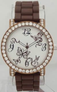 Mark Naimer Butterfly Brown Watch Rhinestone on Bezel Brown Case N Silicon Rubber Band Mark Naimer Butterfly Brown Watch Rhinestone on Bezel Brown Case N Silicon Rubber Band