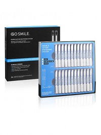 Fast and easy do-it-yourself teeth whitening for deeper, darker stains. Two formulas combined in one step to whiten badly stained teeth. Patented single-dose ampoules with built-in applicator allows the newest synergistic formulas of primer and whitener to be combined enhancing penetration for superior efficacy. Fast and easy do-it-yourself teeth whitening for deeper, darker stains. Two formulas combined in one step to whiten badly stained teeth. Patented single-dose ampoules with built-in applicator allows the newest synergistic formulas of primer and whitener to be combined enhancing penetration for superior efficacy.
