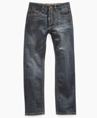 He's never too little to sport big style, get him geared up in these sweet classic and comfy jeans by LRG. He's never too little to sport big style, get him geared up in these sweet classic and comfy jeans by LRG.