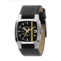 Diesel Watches Men's Black Strap With Yellow Stripe (Black/Blue) Diesel Watches Men's Black Strap With Yellow Stripe (Black/Blue)
