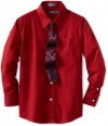 Izod Kids Boys 8-20 Packaged Long Sleeve Broadcloth Shirt and Tie Set, Lingonberry Red, 16 Regular