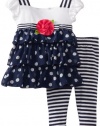 Sweet Heart Rose Baby-girls Infant Nautical Legging Set, Navy/White, 24 Months