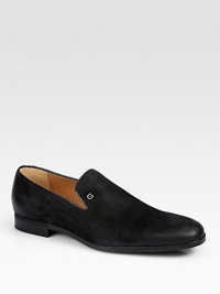 Black suede with distressed detail at toe and heel.G logo silver hardwareRubber soleMade in Italy Black suede with distressed detail at toe and heel.G logo silver hardwareRubber soleMade in Italy