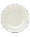 Keep it simple. The Blue Band salad plate combines a minimalist shape with a crisp white glaze and fresh cobalt edge. Durable porcelain adds to its versatility. From Marcela by Prima Design.