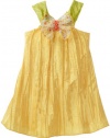 Blue Pearl Baby-girls Infant Rachel Lined Dress with Floral Sheer Butterfly, Gold, 12 Months