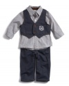 GUESS Kids Boys Baby Vest, Shirt And Pants Set, INDIGO (6/9M)