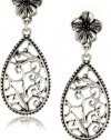 1928 Jewelry Silver Scrolls Floral Teardrop Earrings