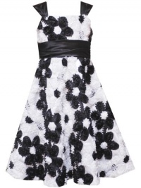 Rare Editions Girls 7-16 Floral Soutach Dress, White/Black, 10 Rare Editions Girls 7-16 Floral Soutach Dress, White/Black, 10