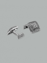 Sterling silver dot square cuff links.  ¾ square  Imported