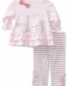 Hartstrings Baby-girls Newborn Interlock Paris Tunic And Striped Legging Two Piece Set, Pink Stripe, 3-6 Months