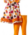 Kids Headquarters Baby-Girls Infant Printed Tunic With Leggings, Orange, 12 Months