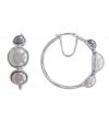 Get an effortlessly elegant look in fluid style. Majorica earrings feature three, multicolored, organic, man-made pearls (6 mm, 8 mm, and 10 mm) set in a polished, sterling silver hoop setting. Approximate diameter: 1 inch.