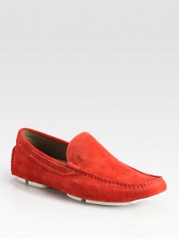 Buttery-soft suede slip-on loafer with sporty contrast rubber sole.Suede upperLeather liningPadded insoleRubber soleImported Buttery-soft suede slip-on loafer with sporty contrast rubber sole.Suede upperLeather liningPadded insoleRubber soleImported