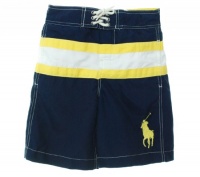 Polo Ralph Lauren Boy's Board Shorts Navy/Yellow/White Medium Polo Ralph Lauren Boy's Board Shorts Navy/Yellow/White Medium