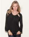 GUESS Gwen Long-Sleeve Top, JET BLACK (MEDIUM)