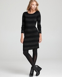 With black pumps and a blazer for work or leggings and tall boot for after hours, Vinyard Vines' striped sweater dress will quickly become the hardworking piece in your wardrobe. With black pumps and a blazer for work or leggings and tall boot for after hours, Vinyard Vines' striped sweater dress will quickly become the hardworking piece in your wardrobe.