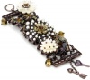 Betsey Johnson Iconic Autumn Flower Multi-Charm Wide Toggle Bracelet