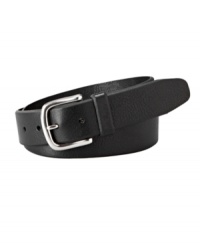 With either a nickel or brass buckle, this belt from Fossil provides you with ample style. With either a nickel or brass buckle, this belt from Fossil provides you with ample style.