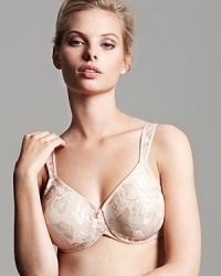 Pretty tonal, floral jacquard fabric. Seamless lined cups with hidden underwire. Wide straps that won't dig into shoulders. Portion of proceeds go to the Susan G. Koman Breast Cancer Foundation. Style #855167.