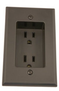 Leviton 689-E 15 Amp 1-Gang Recessed Duplex Receptacle, Residential Grade, with Screws Mounted to Housing, Black Leviton 689-E 15 Amp 1-Gang Recessed Duplex Receptacle, Residential Grade, with Screws Mounted to Housing, Black