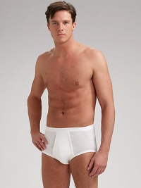 Classic full briefs in lightly ribbed mercerized cotton, a soft fabric of exceptional quality. Elastic waist. Machine wash. Imported. Classic full briefs in lightly ribbed mercerized cotton, a soft fabric of exceptional quality. Elastic waist. Machine wash. Imported.