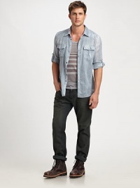 Urban cool and edgy simply defines these dirty-washed cotton jeans that lend a beaten-up, well-worn look.Four-pocket styleZip flyInseam, about 33CottonMachine washImported Urban cool and edgy simply defines these dirty-washed cotton jeans that lend a beaten-up, well-worn look.Four-pocket styleZip flyInseam, about 33CottonMachine washImported