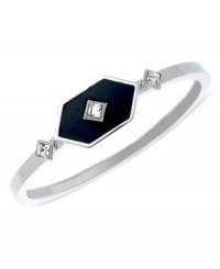 Make an elegant statement with this bangle bracelet from T Tahari. Crafted from silver-tone mixed metal, the bracelet dazzles with a black and silver-tone resin accents for a refined look. Base metal is nickel-free for sensitive skin. Approximate diameter: 2-1/4 inches. Make an elegant statement with this bangle bracelet from T Tahari. Crafted from silver-tone mixed metal, the bracelet dazzles with a black and silver-tone resin accents for a refined look. Base metal is nickel-free for sensitive skin. Approximate diameter: 2-1/4 inches.