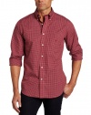 Nautica Men's Long Sleeve Wrinkle Resistant Plaid, Red, Medium