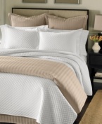 Luxuriously quilted to create a soft diamond pattern, this Damask European sham offers a beautiful, bright contrast to Damask Stripe bedding from Charter Club.