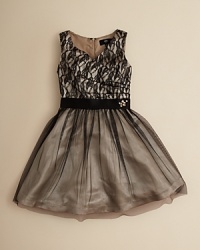 Party season is here, and your glamorous go-to is from ABS by Allen Schwartz. This sweet sleeveless dress has a chic wrap front, pleated hip and a sheer tulle overlay cascading from the ribbon waistband. Party season is here, and your glamorous go-to is from ABS by Allen Schwartz. This sweet sleeveless dress has a chic wrap front, pleated hip and a sheer tulle overlay cascading from the ribbon waistband.