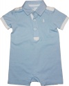 Ralph Lauren Layette Boy's Rugby Collar Athletic Shortall (9 Month, Sky Blue)