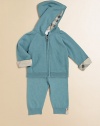 A precious set for baby crafted from the finest blend of cashmere and cotton with classic check lining for comfy, cozy style. Hoodie Attached hoodLong raglan sleeves with check-lined cuffsFull-zip frontSplit kangaroo pockets Pants Elastic waistband50% cashmere/50% cottonDry cleanImported