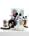 See you real soon! The ever-lovable Mickey Mouse steals the show in this classic soap and lotion dispenser from Disney for a playful addition to your bathroom.