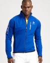 Constructed from breathable seam-sealed mechanical stretch twill, a full-zip mockneck jacket makes a smart statement with moisture-wicking technology and bold neon details.Double zip frontStand collarZippered chest, side slash pocketsElasticized drawcord hemFully linedAbout 27 from shoulder to hemPolyesterMachine washImported