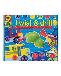 A real battery-powered reversible drill developed specifically for little hands! Comes with 3 plastic drill bits and 28 chunky plastic nuts and bolts to build 4 cars with spinning wheels. Helps to develop hand-eye coordination and improve fine motor skills. Kit includes a practice board and storage case with handle. A real battery-powered reversible drill developed specifically for little hands! Comes with 3 plastic drill bits and 28 chunky plastic nuts and bolts to build 4 cars with spinning wheels. Helps to develop hand-eye coordination and improve fine motor skills. Kit includes a practice board and storage case with handle.