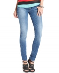 In a medium wash, these GUESS? skinny jeans are perfect for everyday style! In a medium wash, these GUESS? skinny jeans are perfect for everyday style!