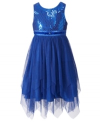 Sequin details and a tulle skirt make this gown by Bloome totally glam. Sequin details and a tulle skirt make this gown by Bloome totally glam.