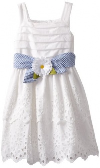 Bloome Girls 7-16 Tiered Eyelet Dress, White, 14