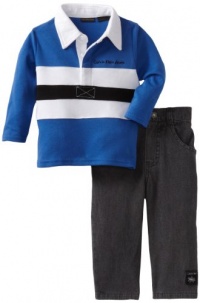 Calvin Klein Baby-boys Infant Polo Long Sleeve Top With Jean, Blue, 12 Months Calvin Klein Baby-boys Infant Polo Long Sleeve Top With Jean, Blue, 12 Months