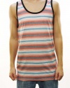 Quiksilver Men's Ellipsis Mia Red and Blue Striped Tank Top Shirt