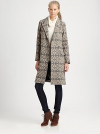 A charming print pattern defines this tailored outerwear essential rendered in luxurious virgin wool.Button-frontLong sleevesWaist flap pocketsFully linedAbout 38 from shoulder to hemVirgin woolDry cleanMade in USA Model shown is 5'11 (180cm) wearing US size Small. A charming print pattern defines this tailored outerwear essential rendered in luxurious virgin wool.Button-frontLong sleevesWaist flap pocketsFully linedAbout 38 from shoulder to hemVirgin woolDry cleanMade in USA Model shown is 5'11 (180cm) wearing US size Small.