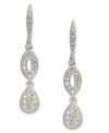 Walk the line with these vintage-inspired linear earrings. Eliot Danori's gorgeous Windsor style shines on with glass crystal accents. Set in rhodium-plated silver tone mixed metal. Approximate drop: 1 inch.