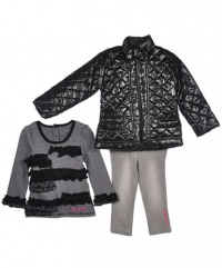 Calvin Klein Infant Girls Black Jacket 3Pc Pant Set (18M) Calvin Klein Infant Girls Black Jacket 3Pc Pant Set (18M)