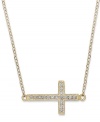 A beautiful cross to bear. Studio Silver's necklace and cross pendant, set in 18k gold over sterling silver, dazzle with cubic zirconia accents only adding to the lustrous effect. Approximate length: 18 inches. Approximate drop width: 3/4 inch. Approximate drop length: 1/2 inch.