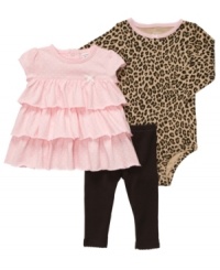 The perfect choice. Whether you want to go princess or exotic, this 3-piece bodysuit, shirt and legging set from Carter's offers options you'll love. The perfect choice. Whether you want to go princess or exotic, this 3-piece bodysuit, shirt and legging set from Carter's offers options you'll love.