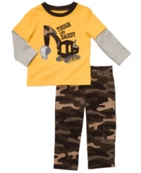 It runs in the family. Give props to his papa in this cute shirt and pant set from Carter's. It runs in the family. Give props to his papa in this cute shirt and pant set from Carter's.