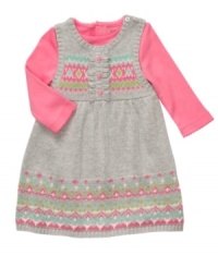 Sweeten up her everyday wardrobe with this darling bodysuit and sweater-jumper dress set from Carter's. Sweeten up her everyday wardrobe with this darling bodysuit and sweater-jumper dress set from Carter's.