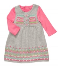 Sweeten up her everyday wardrobe with this darling bodysuit and sweater-jumper dress set from Carter's.