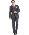 Invest in your success with this charcoal three-piece power suit from Lauren by Ralph Lauren.